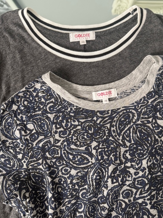 Goldie Tops - *BUNDLE* Goldie Charcoal Crewneck & Navy Paisley Tee Duo Size XS NWOT *BUNDLE*
